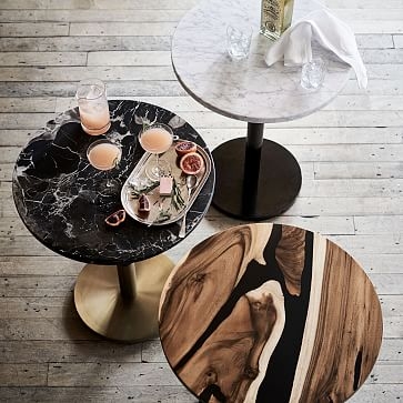 Orbit Base Round Bistro Table, Wood + Resin, Antique Bronze/Blackened Brass - Image 1