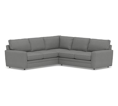 Pearce Square Arm Upholstered 2-Piece L-Shaped Sectional, Down Blend Wrapped Cushions, Basketweave Slub Charcoal - Image 0