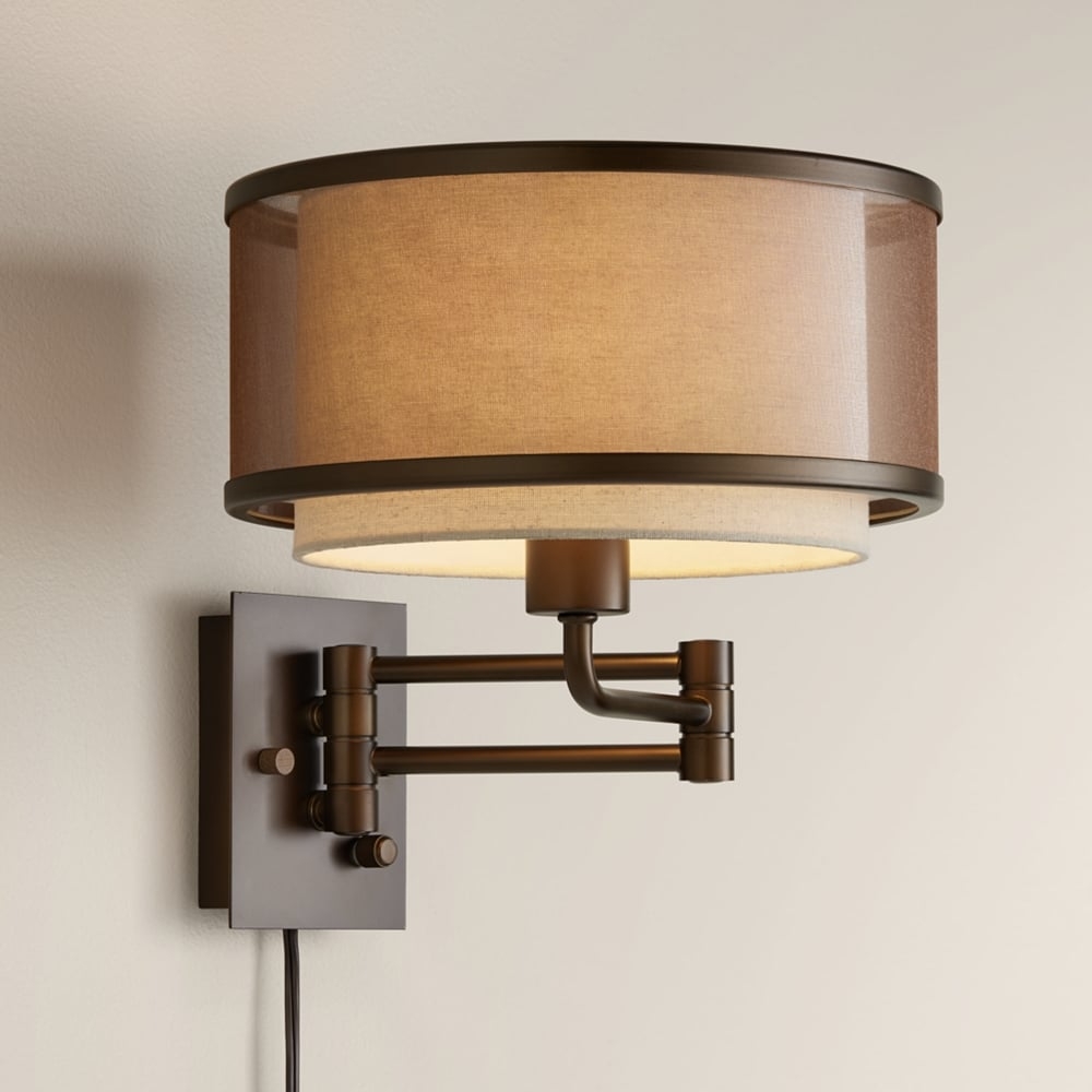 Vista Oil-Rubbed Bronze Plug-In Swing Arm Wall Lamp - Style # 55H52 - Image 0