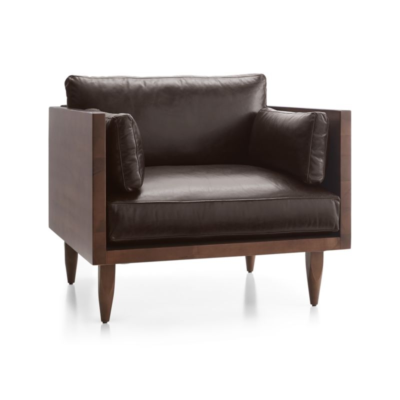 Sherwood Leather Exposed Wood Frame Chair - Image 2
