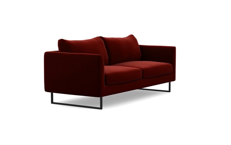 Owens Sofa with Red Bordeaux Fabric and Matte Black legs - Image 1