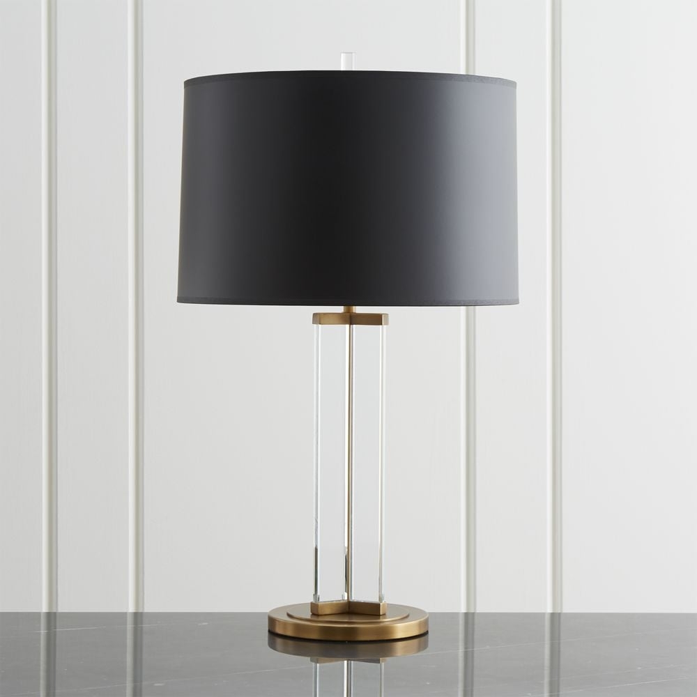 Gleam Crystal/Brass Black Shade Table Lamp - Image 0