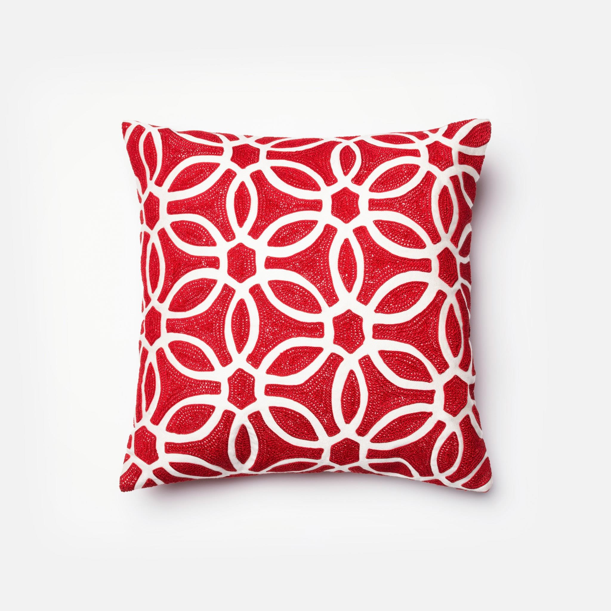 PILLOWS - RED / WHITE - 18" X 18" Cover w/Down - Image 0