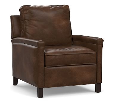 Tyler Square Arm Leather Recliner without Nailheads, Down Blend Wrapped Cushions, Vintage Cocoa - Image 2