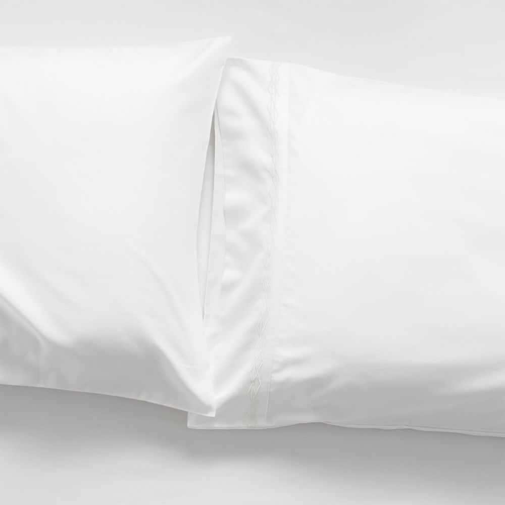 Sateen 600 Thread Count White King Pillowcases, Set of 2 - Image 0