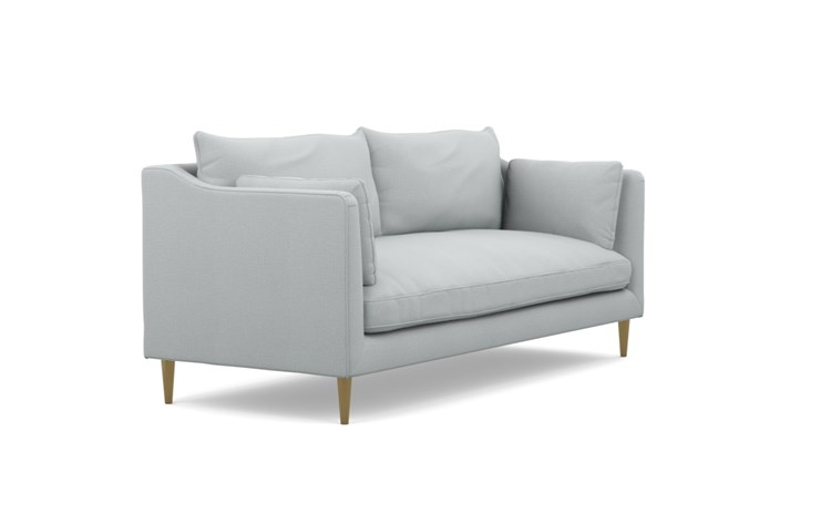 Caitlin by The Everygirl Sofa with Ore Fabric, Brass Plated legs, and Bench Cushion - Image 1