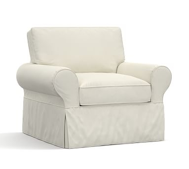 PB Basic Armchair, Polyester Wrap Cushions, Washed Linen/Cotton Ivory - Image 2