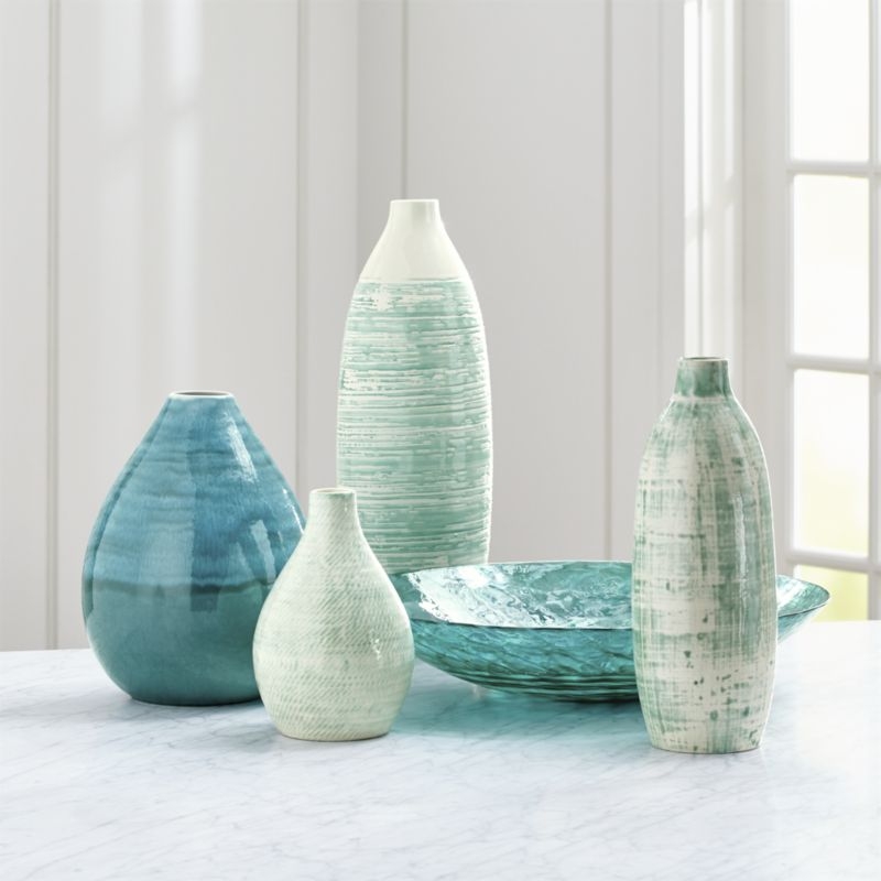 Cara White and Aqua Vase - Image 4