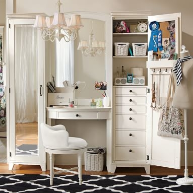 Hampton Vanity Bookcase with Mirror, Right Tower, Simply White - Image 4