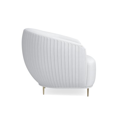 Alexis Pleated Chair, Performance Linen Blend, Ivory, Antique Brass - Image 3