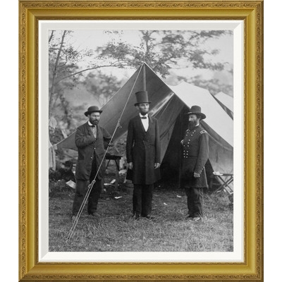'President Lincoln on the Battlefield of Antietam' by Alexander Gardner Framed Photographic Print 28"H X 24 - Image 0
