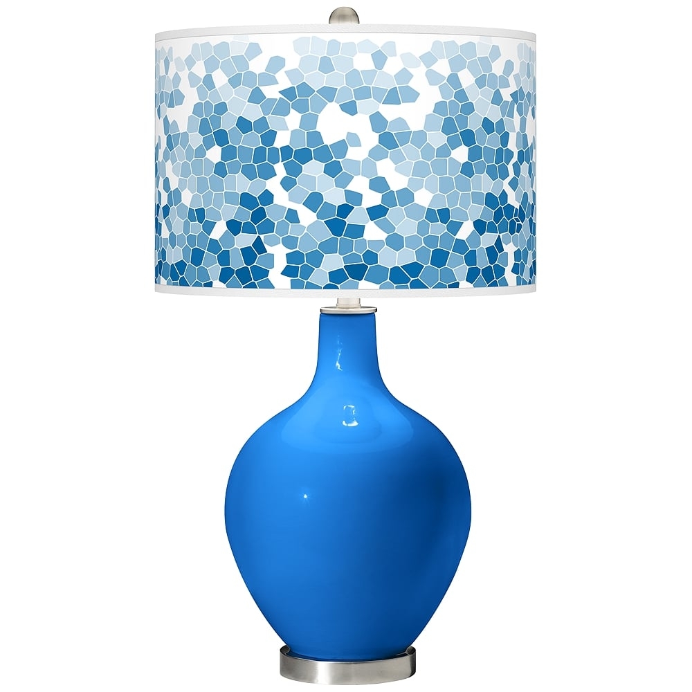 Color Plus Ovo 28 1/2" High Mosaic Shade Royal Blue Table Lamp - Image 0