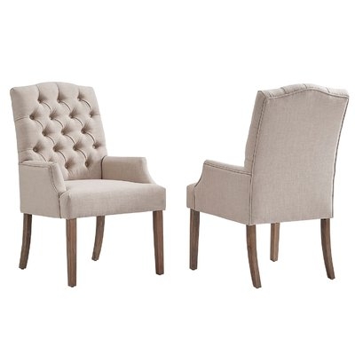 Lila Tufted Linen Upholstered Arm Chair (Each Chair) - Image 0