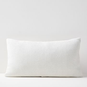 Silk Handloomed Pillow Cover, 12"x21", Stone White - Image 0
