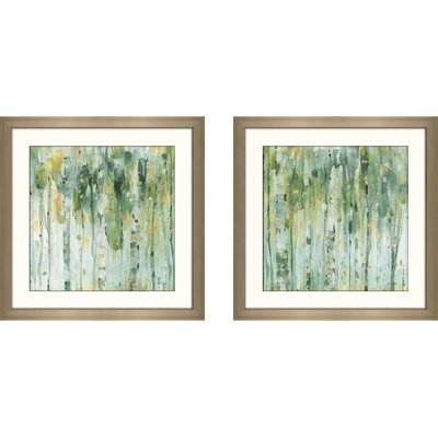 'The Forest II' 2 Piece Framed Watercolor Painting Print Set - Image 0