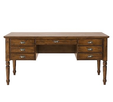 Printer's 64" Keyhole Desk with Drawers, Tuscan Chestnut - Image 0