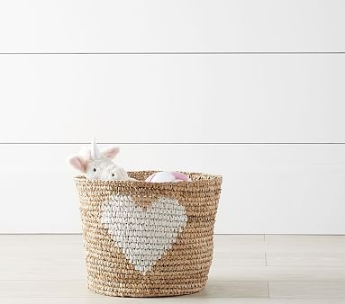 Raffia Heart Large Basket - Image 1