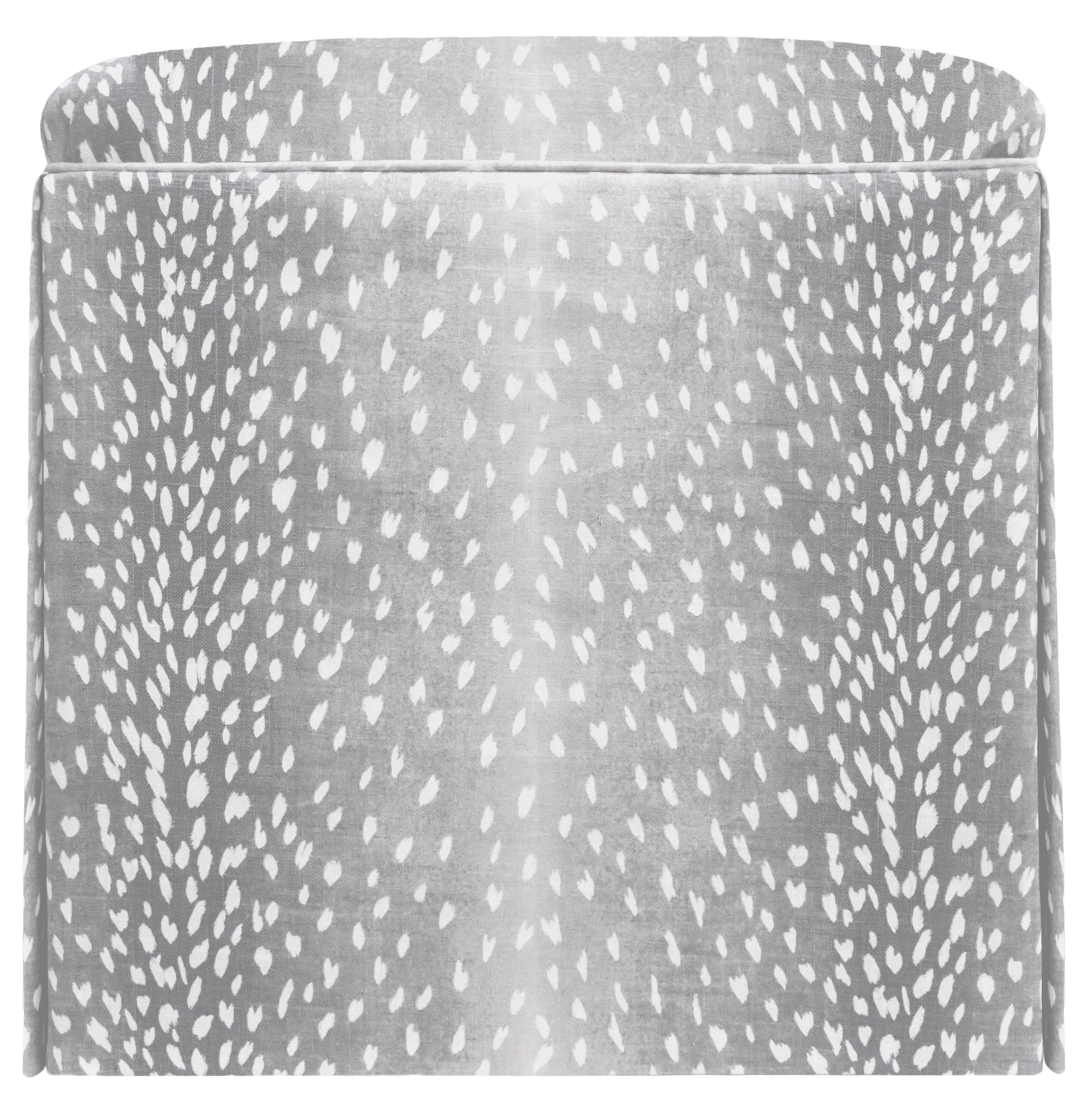 THE SKIRTED OTTOMAN :: ANTELOPE LINEN PRINT // GREY - Skirted Ottoman - Image 0