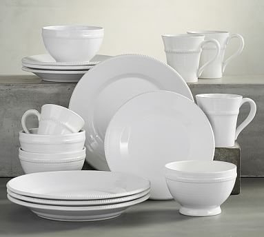 Gabriella Stoneware 16-Piece Dinnerware Set with Cereal Bowl - White - Image 2