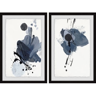 'Dark Strokes' 2 Piece Framed Acrylic Painting Print Set - Image 0