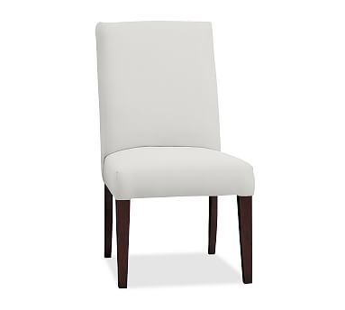 PB Comfort Square Upholstered Dining Chair, Performance Everydaylinen(TM) Ivory, Espresso - Image 3
