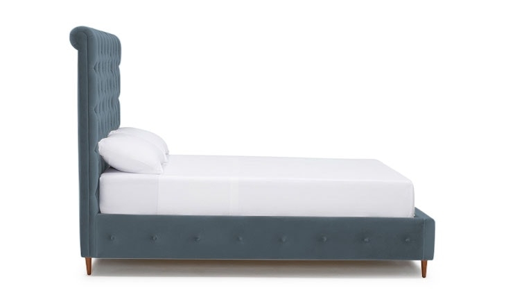 Blue Dana Mid Century Modern Bed - Mixology Indigo - Medium - Queen - Image 1