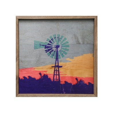 'Pop Art Windmill' Framed Graphic Art Print on Wood - Image 0