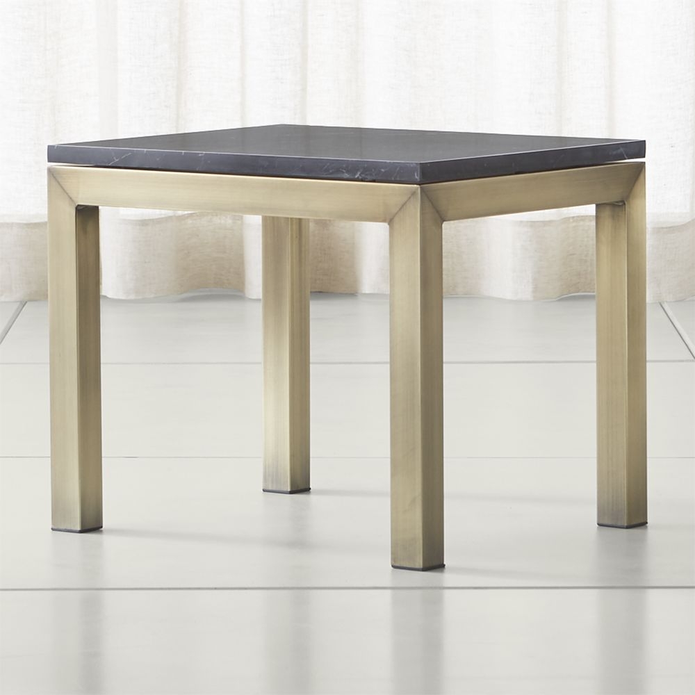 Parsons Black Marble Top/ Brass Base 20x24 End Table - Image 0