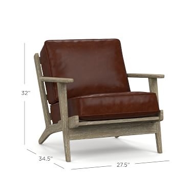 Raylan Leather Armchair with Black Frame, Down Blend Wrapped Cushions, Signature Whiskey - Image 5