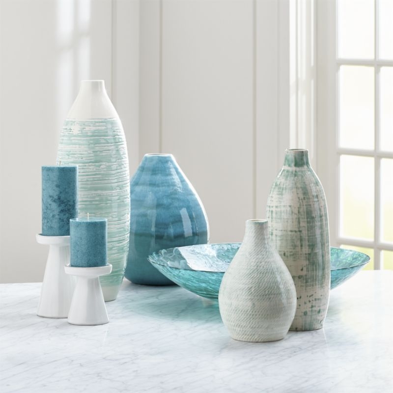 Cara White and Aqua Vase - Image 5