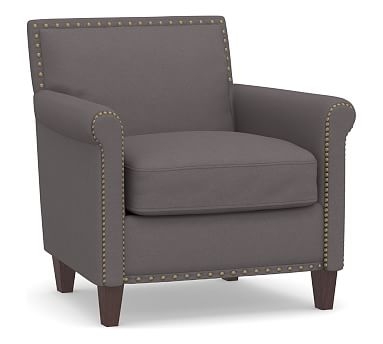 SoMa Roscoe Upholstered Tufted Armchair, Polyester Wrapped Cushions, Washed Canvas Graphite - Image 0
