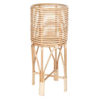 Brayden 28" H x 12" L x 12" D Rattan Indoor Plant Stand, 10 inches, Natural - Image 0