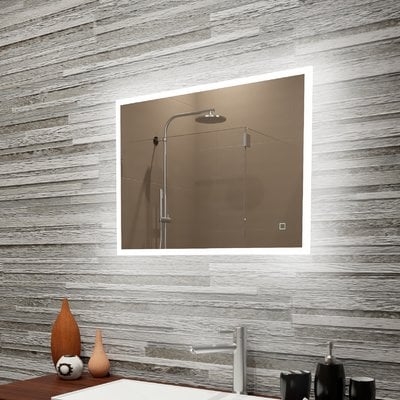 Boman Reflection Dimmable LED Lighted Frosted Edge Bathroom/Vanity Mirror - Image 0