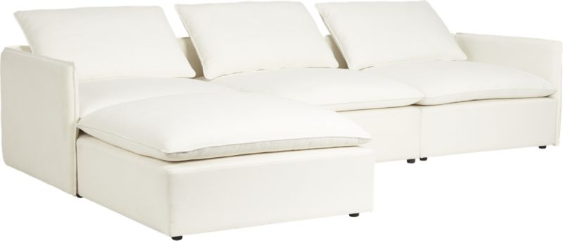 Lumin White Linen 4-Piece Sectional Sofa - Image 1