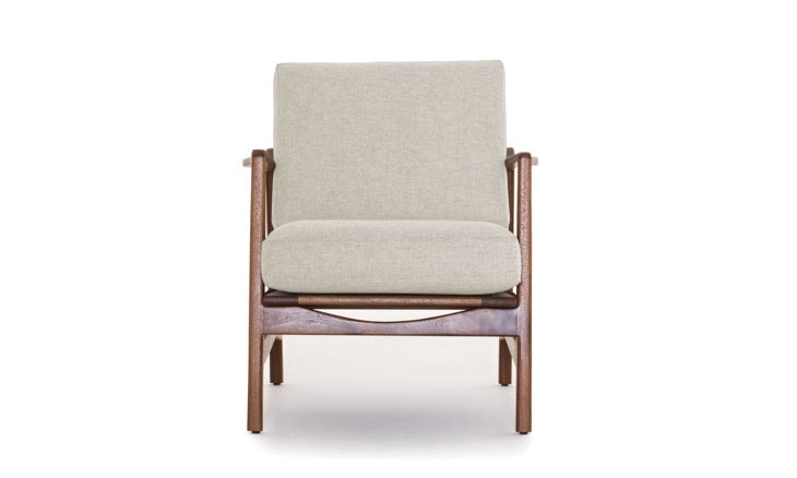 White Graham Mid Century Modern Chair - Tussah Snow - Walnut - Image 1