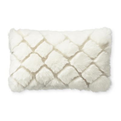 Faux Fur Pillow Cover, 14" X 22", Ivory Diamond Wolf - Image 0