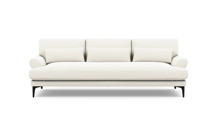 Maxwell Sofa with White Ivory Fabric and Matte Black legs - Image 0