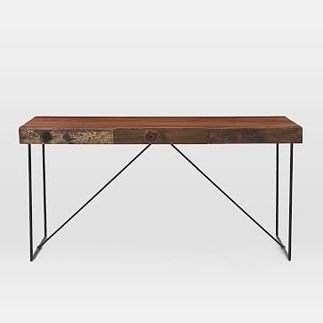 Natural Wood + Metal Writing Desk - Image 2