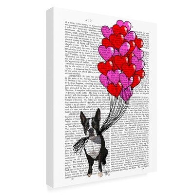 'Boston Terrier and Balloons' Graphic Art Print on Wrapped Canvas - Image 0