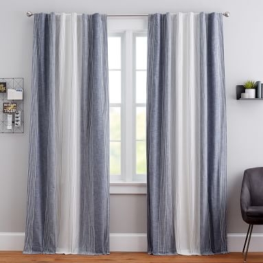 Ombre Stripe Blackout Curtain, 96", Navy - Image 3