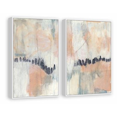 'Blush and Navy' 2 Piece Acrylic Painting Print Set on Canvas - Image 0