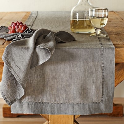 Washed-Linen Table Runner, Charcoal - Image 0