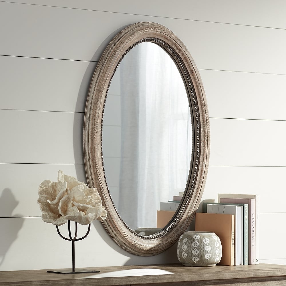Noble Park Zahra Wooden 34" x 23 1/2" Oval Wall Mirror - Image 0