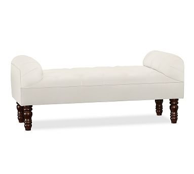 Lorraine Upholstered Tufted Bench, Full, Denim Warm White - Image 0