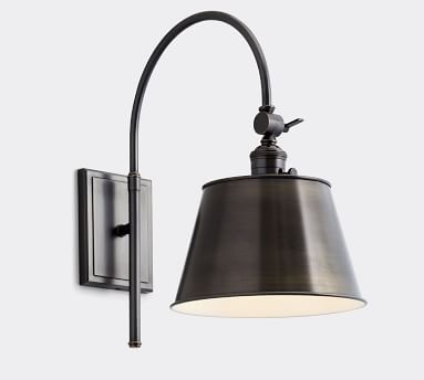 PB Classic Bronze Tapered Metal Hood with Bronze Classic Arc Sconce - Image 1