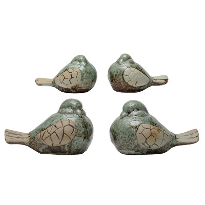 4 Piece Visser Stoneware Birds Figurine Set - Image 1