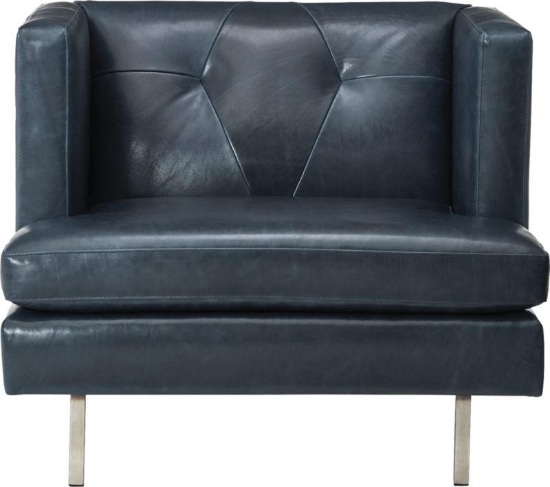 Avec Leather Chair with Brushed Stainless Steel Legs - Image 1