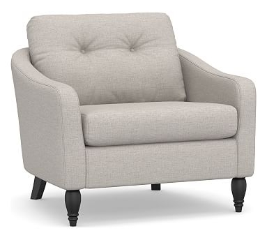 SoMa Peyton Upholstered Armchair, Polyester Wrapped Cushions, Heathered Twill Stone - Image 0