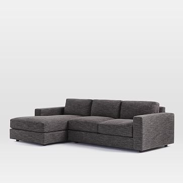 Urban Set 1, Left Arm 2 Seater Sofa, Right Arm Chaise, Heathered Crosshatch, Feather Gray - Image 2