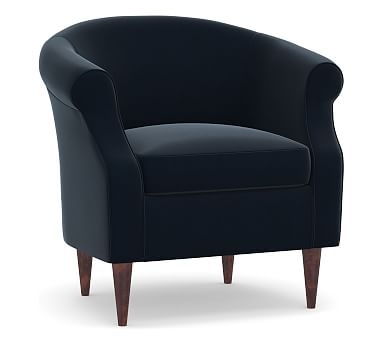 SoMa Lyndon Upholstered Armchair, Polyester Wrapped Cushions, Performance Plush Velvet Navy - Image 0